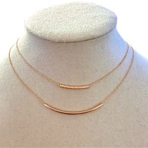 Rose Gold Tone Double Strand Minimalist Layered Necklace - The Limited